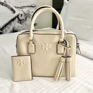 NWT Tory Burch Thea Web Small Satchel in New Cream color.